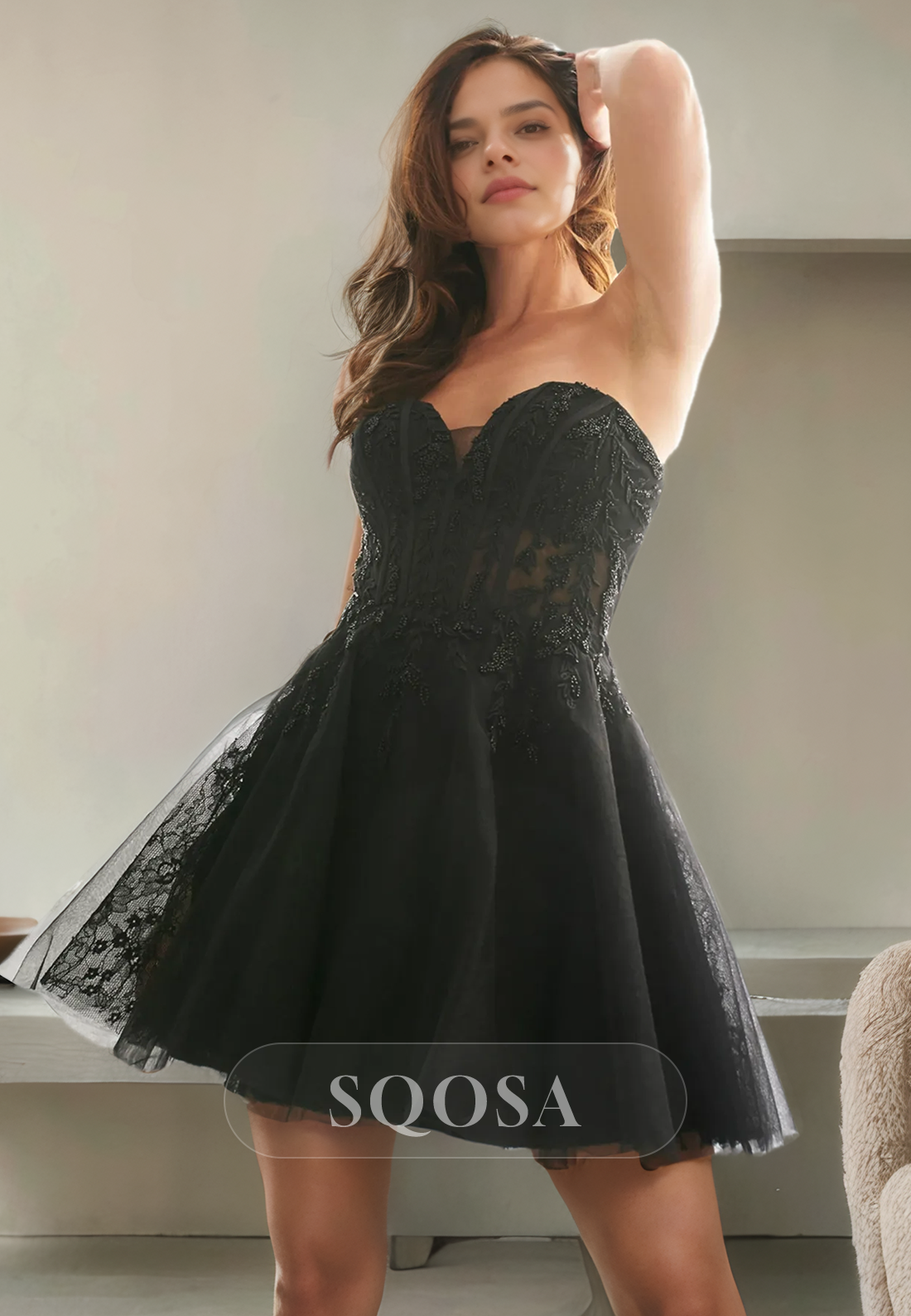 A Line Sweetheart Appliques Short Homecoming Dress 2024 Graduation Dress Custom Size / Black A Line Sweetheart Appliques Short Homecoming Dress 2024 Graduation Dress Custom Size / Black