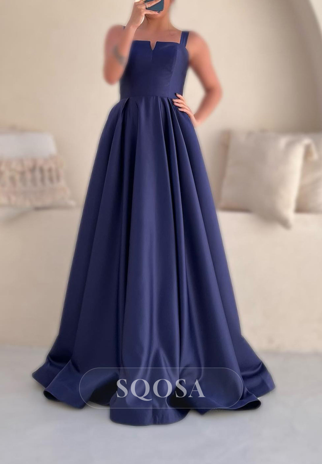 Satin A-Line Sleeveless Empire Party Prom Evening Dress QP3557 SQOSA Satin A-Line Sleeveless Empire Party Prom Evening Dress QP3557 SQOSA