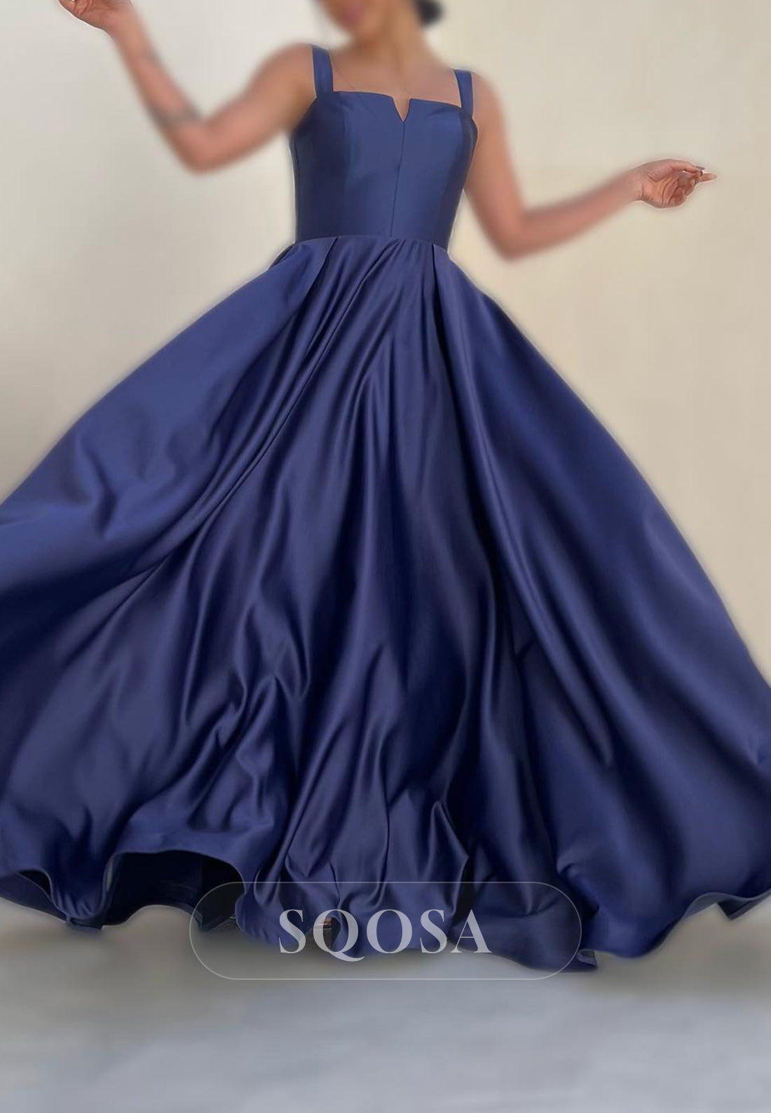 Satin A-Line Sleeveless Empire Party Prom Evening Dress QP3557