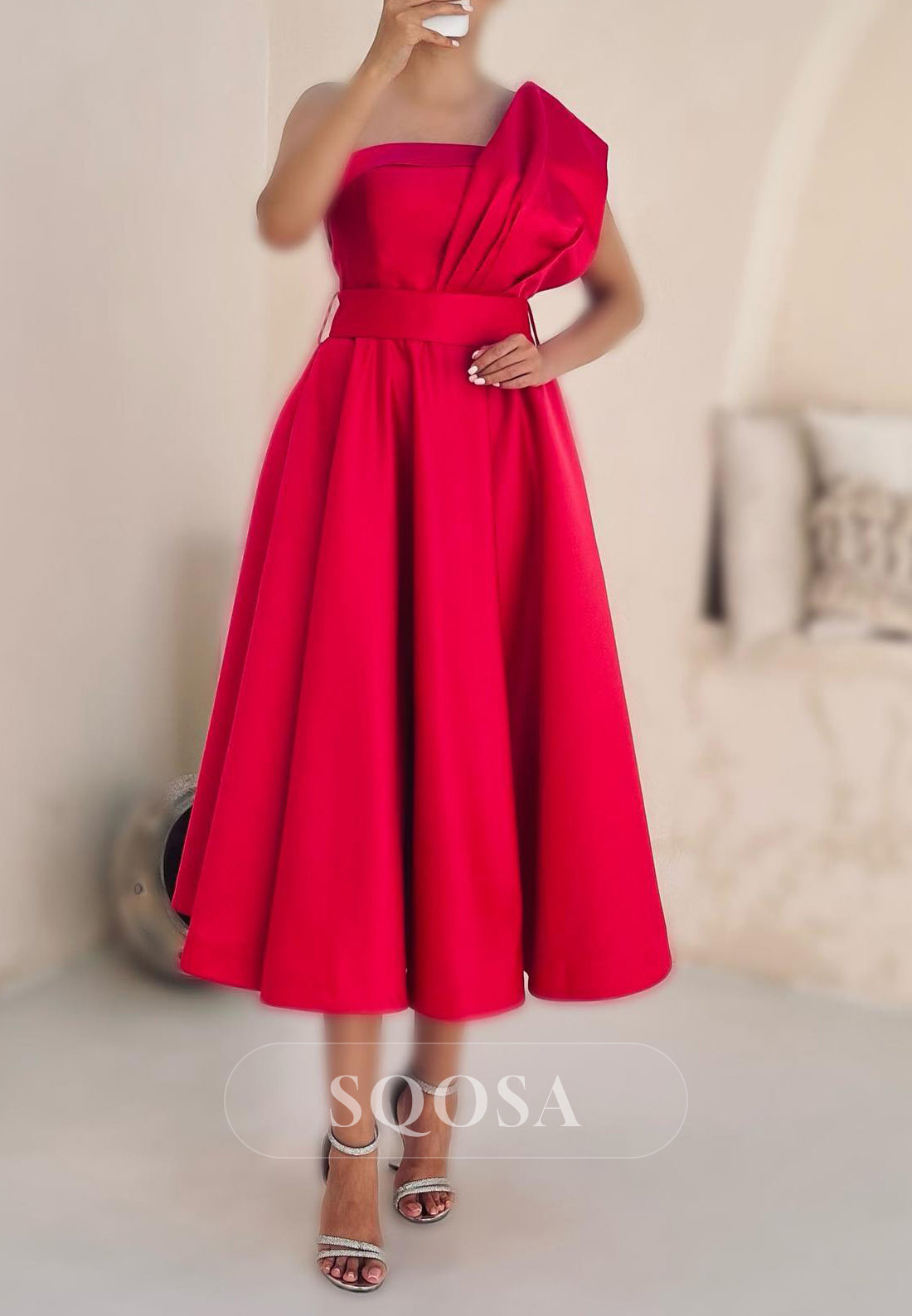 one shoulder empire waist dress One Shoulder Sexy Empire Waist Maternity Dress