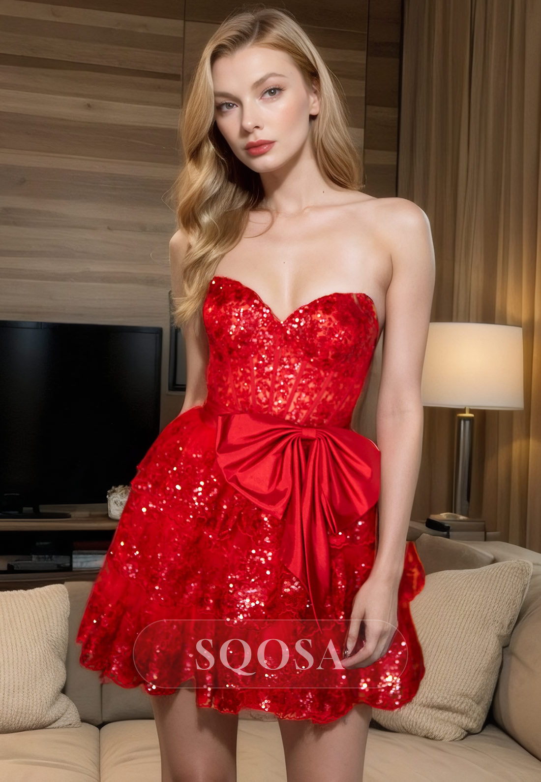 A Line Sweethear Lace Appliques Red Homecoming Dress Short Prom Dress US8 / Custom Color A Line Sweethear Lace Appliques Red Homecoming Dress Short Prom Dress US8 / Custom Color