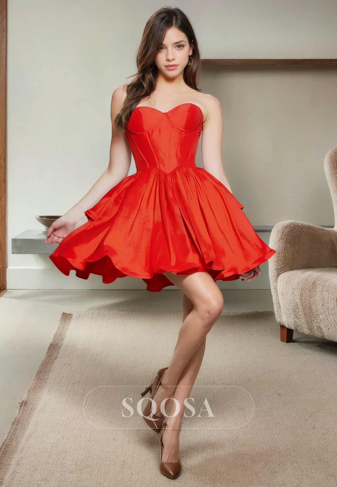 A Line Sweetheart Red Homecoming Dress Short Prom Graduation Dress US2 / Red A Line Sweetheart Red Homecoming Dress Short Prom Graduation Dress US2 / Red