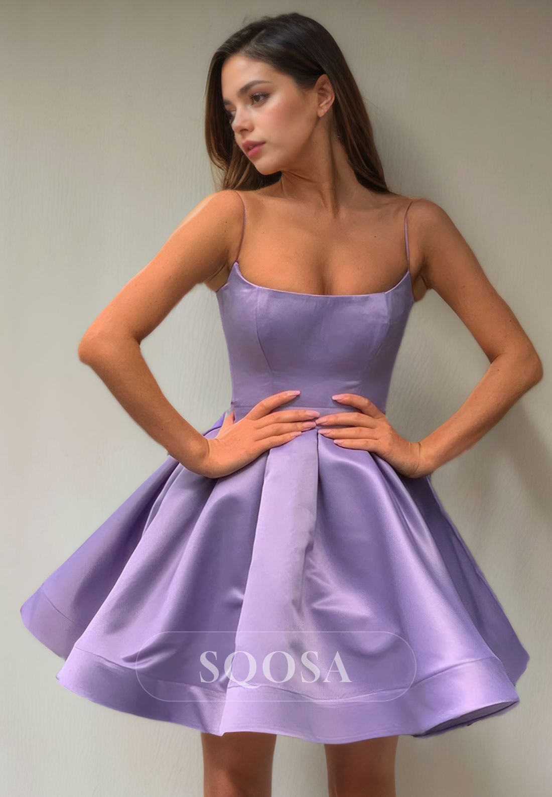 A Line Spaghetti Straps Cheap Homecoming Dress Short Graduation Dress SQOSA A Line Spaghetti Straps Cheap Homecoming Dress Short Graduation Dress SQOSA