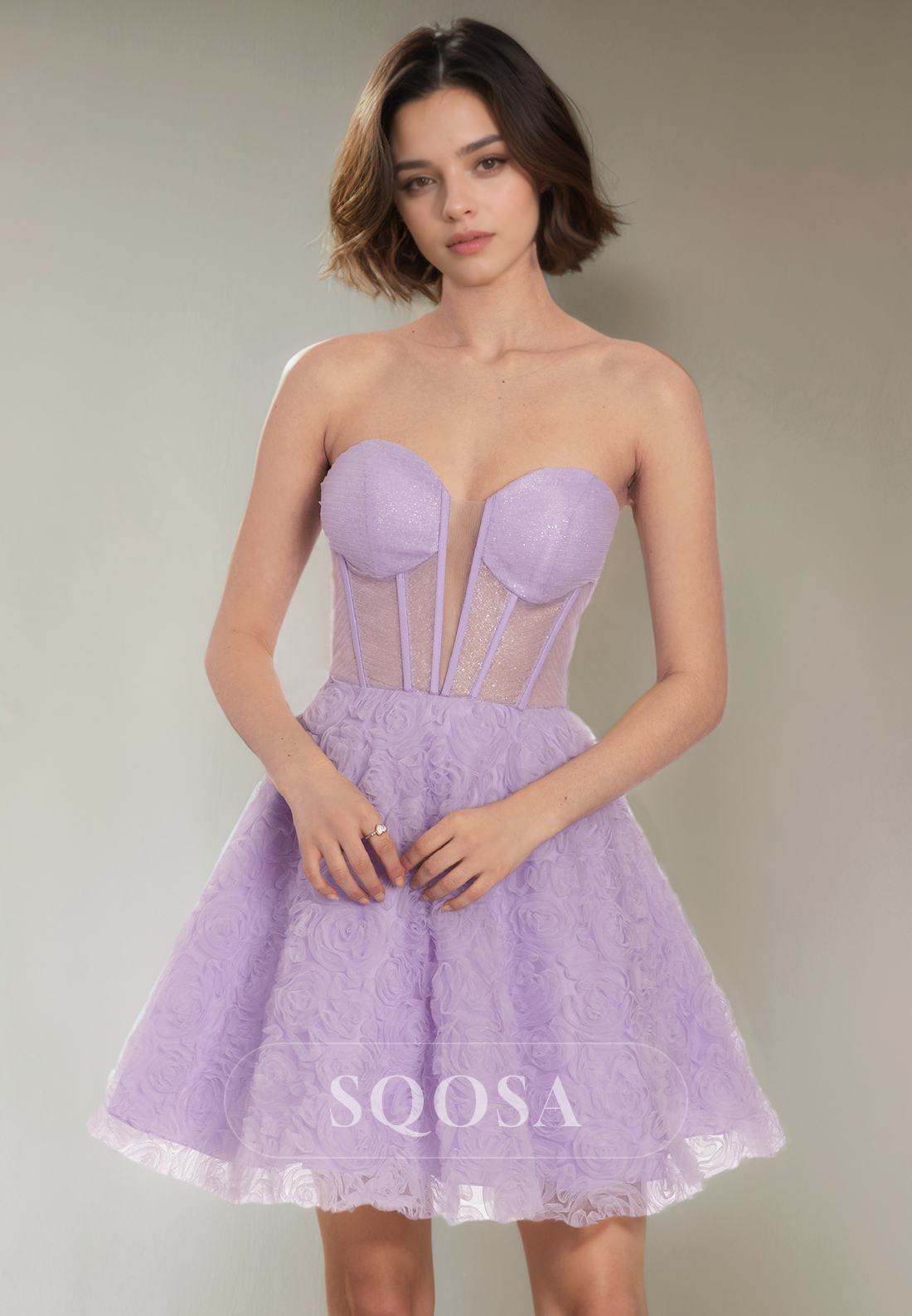 A Line V Neck Short Homecoming Dress Cute Graduation Dress US10 / Lilac A Line V Neck Short Homecoming Dress Cute Graduation Dress US10 / Lilac