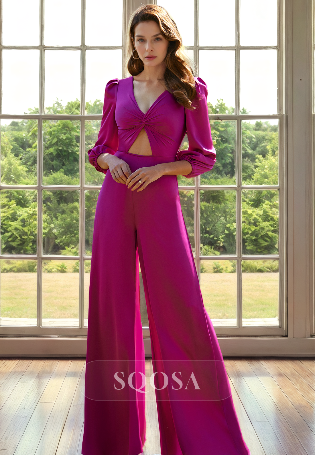 Sexy V Neck Long Sleeves Elegant Mother of the Bride Dress Pant Suits Cocktail Dress US14 / Navy Sexy V Neck Long Sleeves Elegant Mother of the Bride Dress Pant Suits Cocktail Dress US14 / Navy