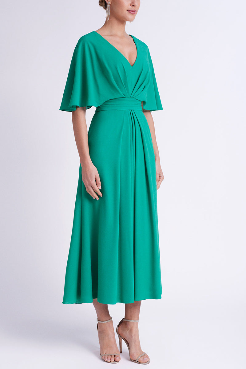 V-Neck With Bolero Empire Ruched Mother of the Bride Dress QM3360 SQOSA V-Neck With Bolero Empire Ruched Mother of the Bride Dress QM3360 SQOSA