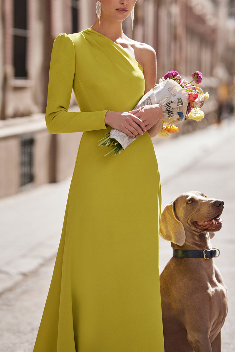 Chic A-Line One Shoulder Long Sleeve Cocktail Dress QM3334 US12 / Picture Color Chic A-Line One Shoulder Long Sleeve Cocktail Dress QM3334 US12 / Picture Color