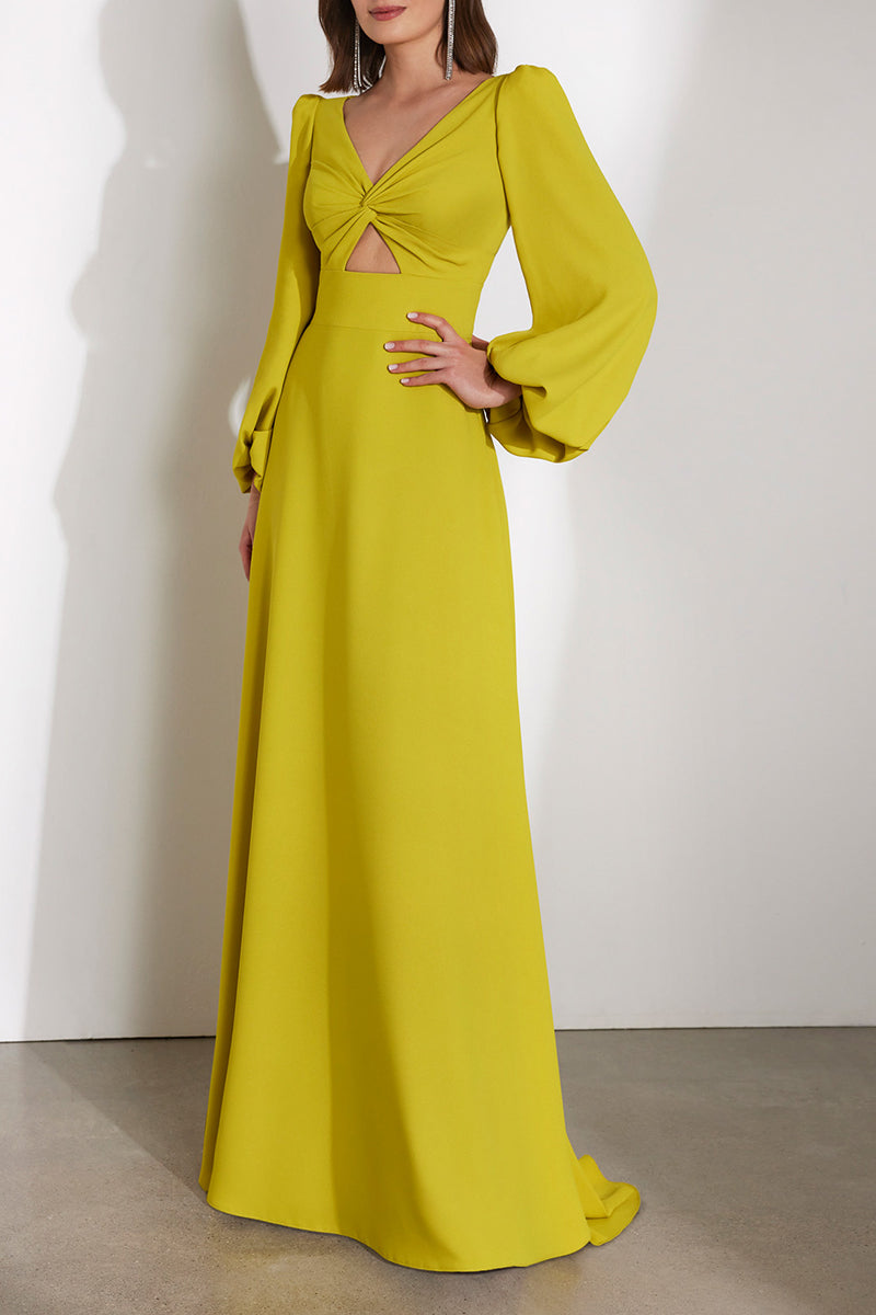 Elegant & Luxurious V-Neck Long Sleeve Empire Cocktail Dress QM3335 US12 / Custom Color Elegant & Luxurious V-Neck Long Sleeve Empire Cocktail Dress QM3335 US12 / Custom Color
