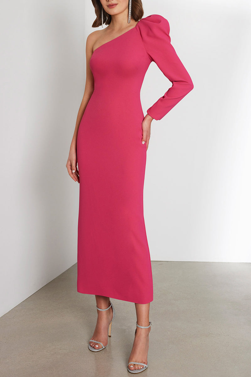 Sexy Fitted One Shoulder Long Sleeves Cocktail Formal Dress QM3380 US10 / Custom Color Sexy Fitted One Shoulder Long Sleeves Cocktail Formal Dress QM3380 US10 / Custom Color