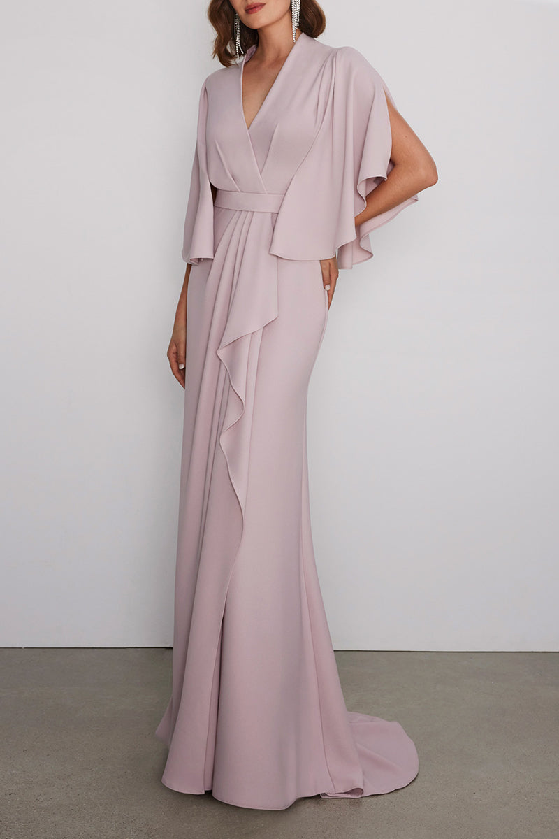 Casual V-Neck Empire Ruffled Mother of the Bride Dress QM3331 SQOSA Casual V-Neck Empire Ruffled Mother of the Bride Dress QM3331 SQOSA