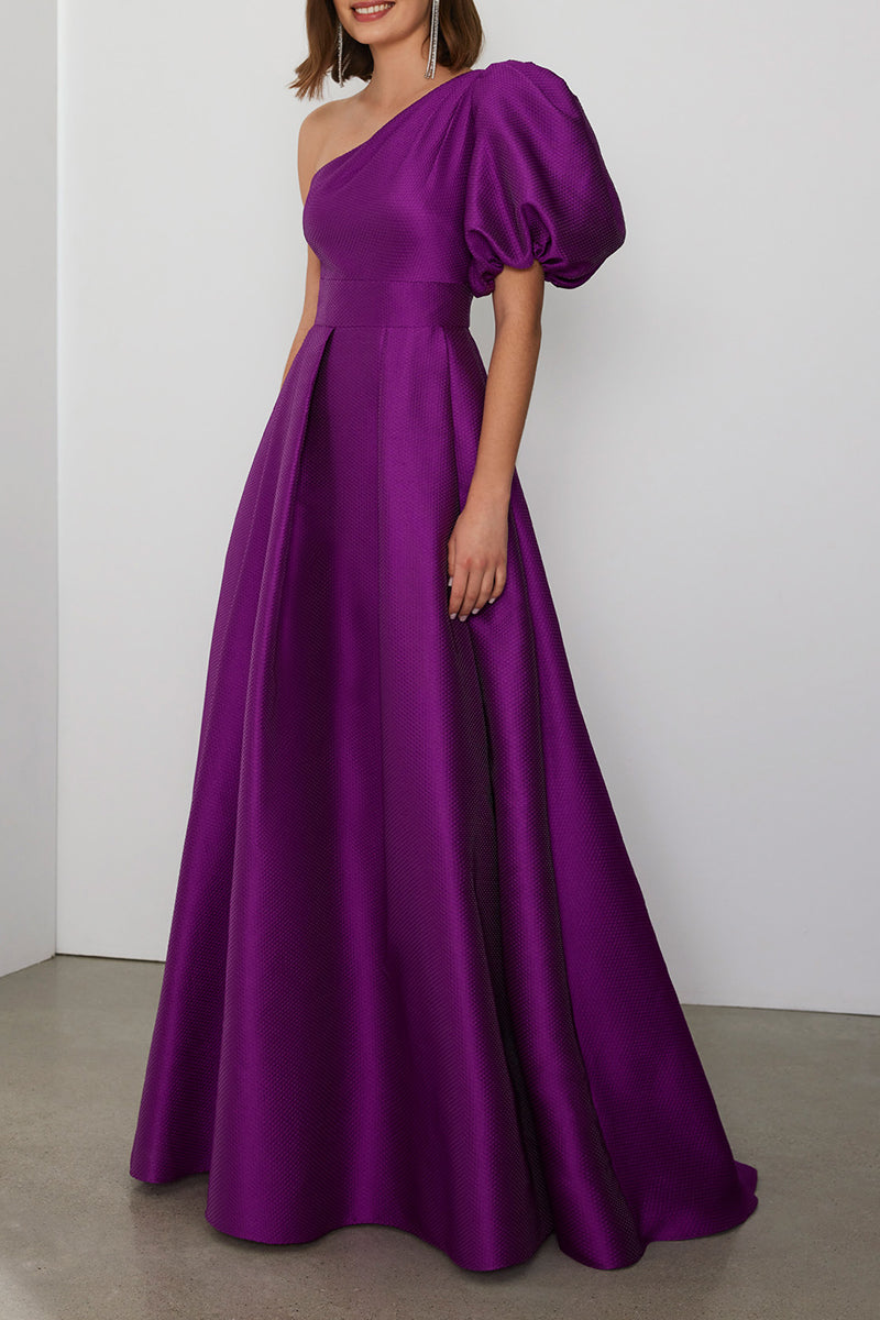 one shoulder empire waist dress Duntery One Shoulder Empire Waist Chiffon Long Bridesmaid Dress, Lemon