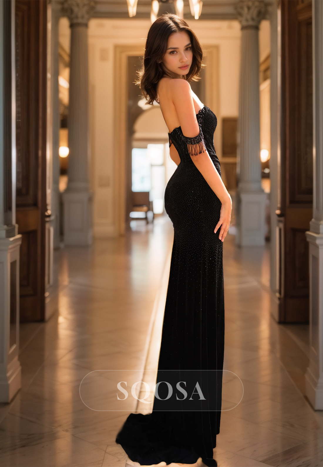 Fully Beaded Sweetheart Strapless Mermaid Evening Gowns Sleeveless Floor-Length Prom Dress