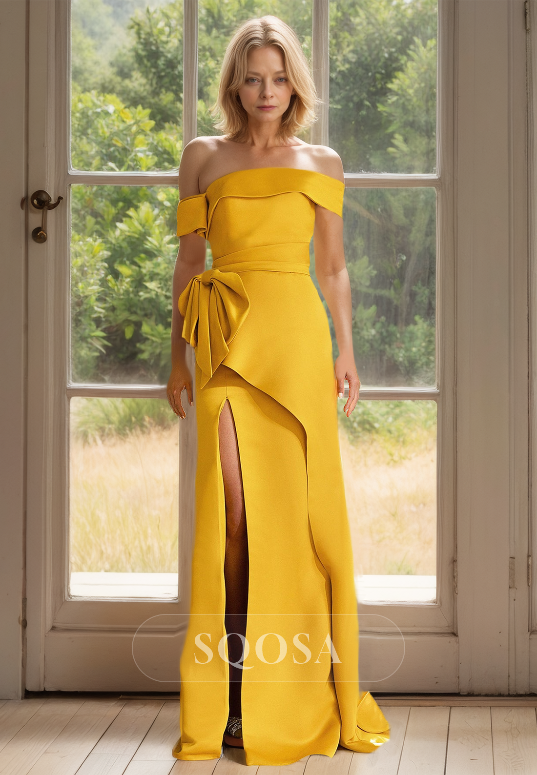 Tube Top Off-Shoulder Sleeveless Cocktail Gowns Pleated Floor-Length High Slit Mother of the Bride Dress Marigold / US12 Tube Top Off-Shoulder Sleeveless Cocktail Gowns Pleated Floor-Length High Slit Mother of the Bride Dress Marigold / US12