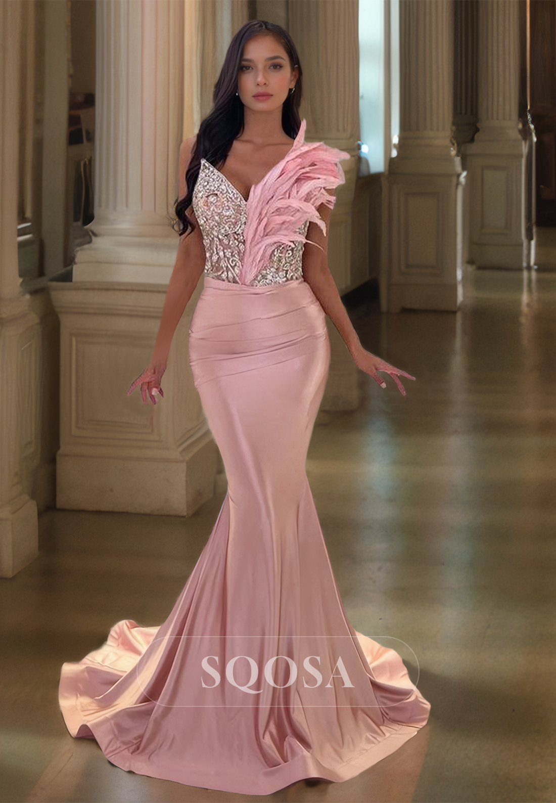 rhinestones pleats dress Keyhole Neck Rhinestone Detail Lantern Sleeve Pleated Hem Dress