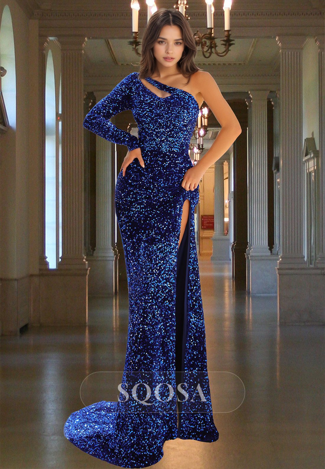 fully sequined dress Illusion V-Neckline Glitter Long Gown BZ017 10 / Silver Open-Back Sequin Long Prom Dress