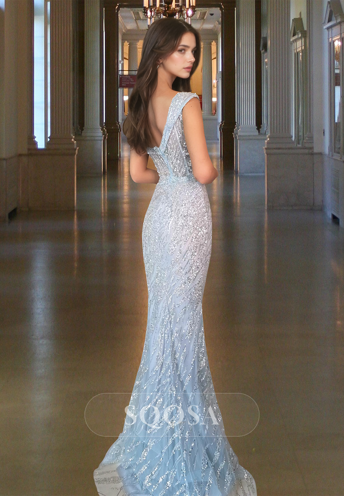 Sweetheart Sleeveless Off-Shoulder Pleated Mermaid Prom Dress Sequins Floor-Length Party Gowns