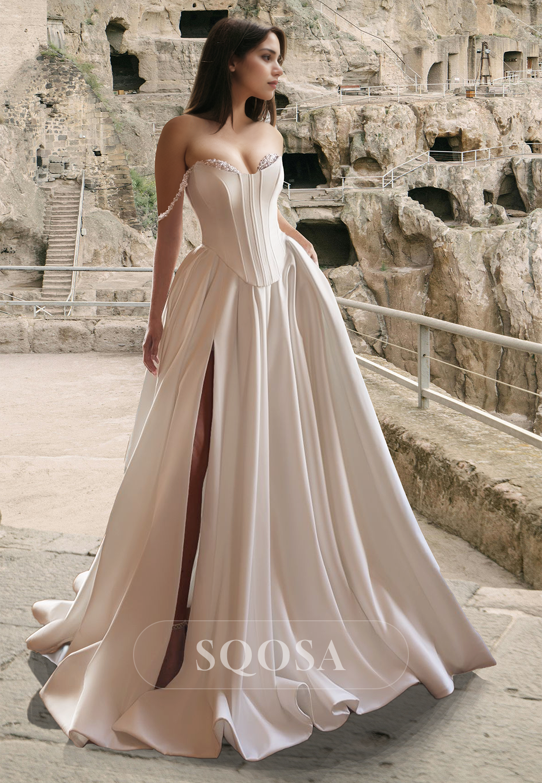 beaded sleeveless wedding dress Romantic Beaded Lace Illusion Back A Line Sleeveless Embroidery Bridal Gown