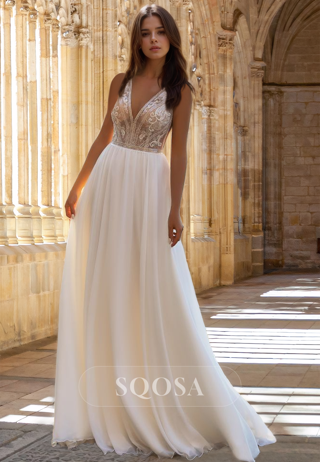 Sleeveless Gold Belt Wedding Lace Dress JAJAHO Women's Dresses Elegant Lace Embroidery Wedding Festive Sleeveless Gold Belt Wedding Lace Dress JAJAHO Women's Dresses Elegant Lace Embroidery Wedding Festive