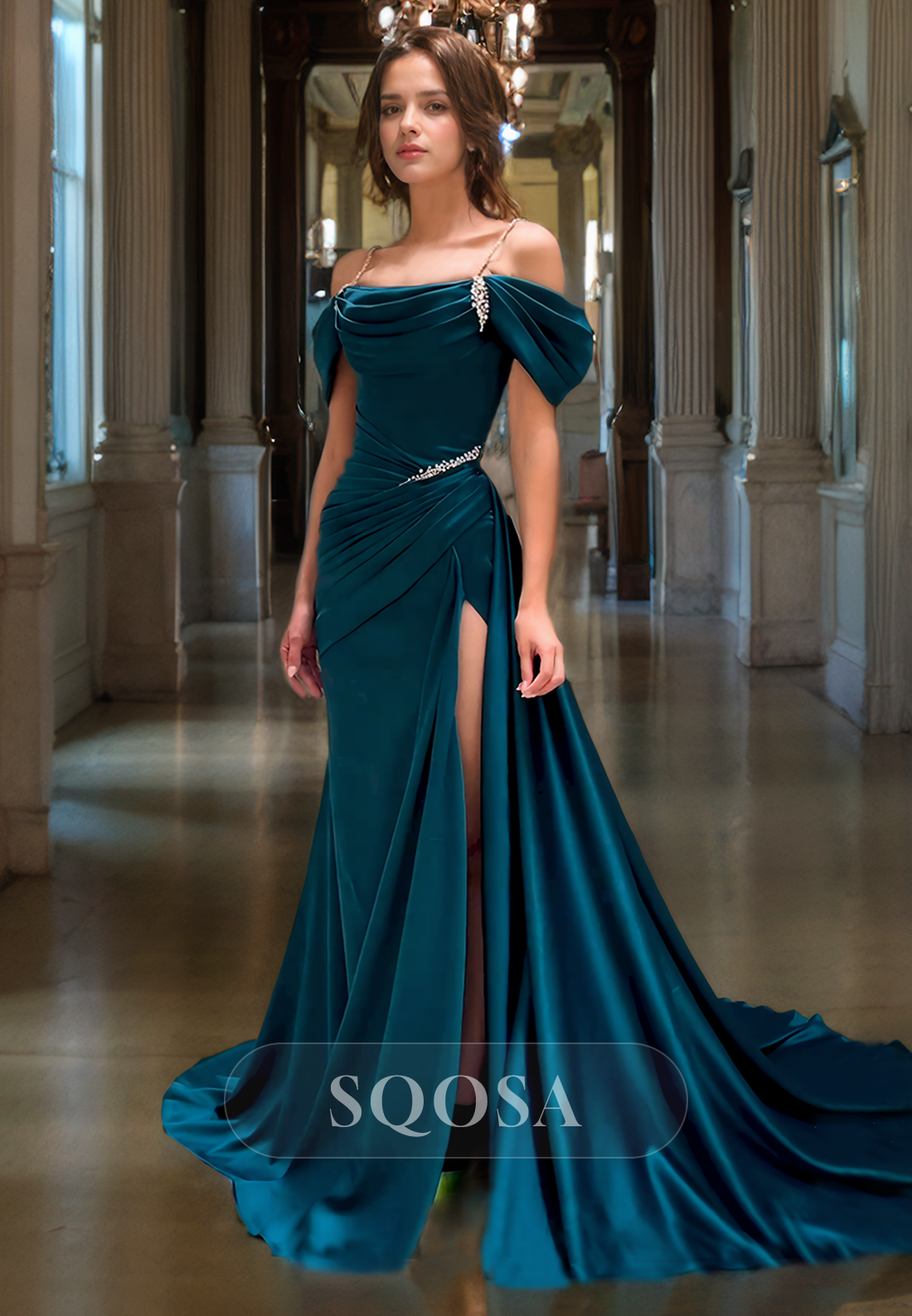 Tube Top Fitted Sleeveless Long Prom Dress with Pleated and Beaded Evening Dress Custom Color / US2 Tube Top Fitted Sleeveless Long Prom Dress with Pleated and Beaded Evening Dress Custom Color / US2