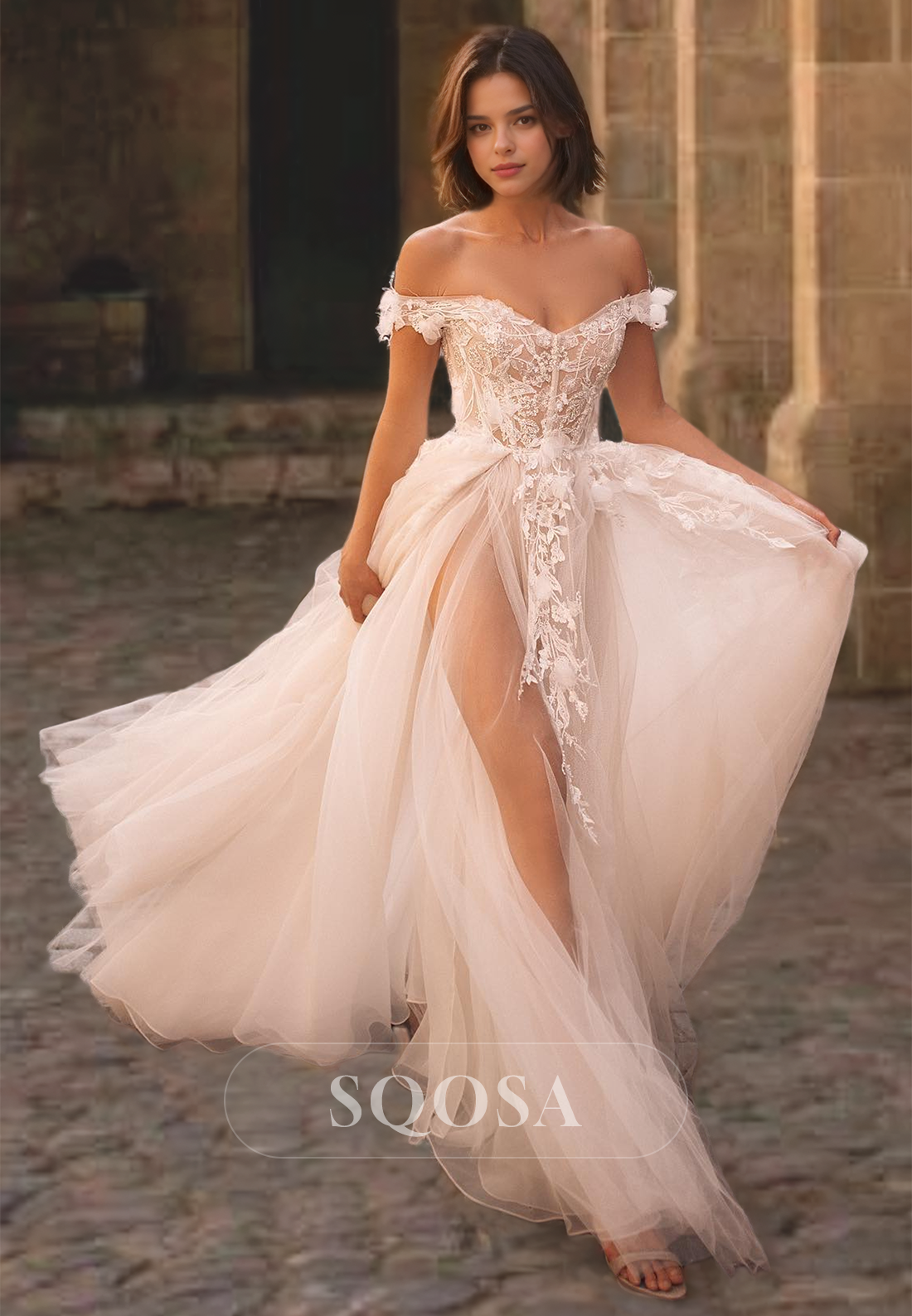 Beach Wedding Dress A-Line Sweetheart Sleeveless with Lace Applique Boho Wedding Dress White / US6 Beach Wedding Dress A-Line Sweetheart Sleeveless with Lace Applique Boho Wedding Dress White / US6