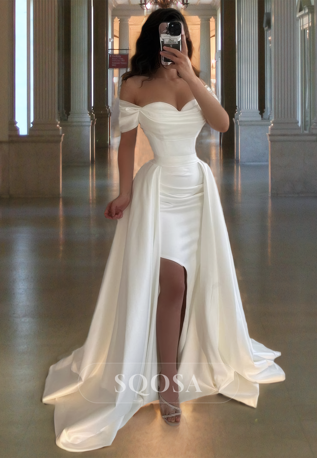 Simple Sweetheart Fitted Prom Dress Sleeveless Pleated Slit Train Party Gowns with Overskirt Custom Color / US10 Simple Sweetheart Fitted Prom Dress Sleeveless Pleated Slit Train Party Gowns with Overskirt Custom Color / US10