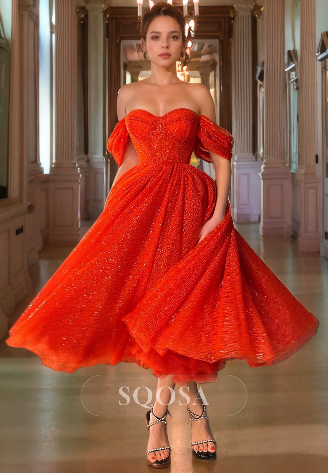 A Line Sweetheart Red Sparkly Formal Party Dress Prom Gown US4 / Red A Line Sweetheart Red Sparkly Formal Party Dress Prom Gown US4 / Red