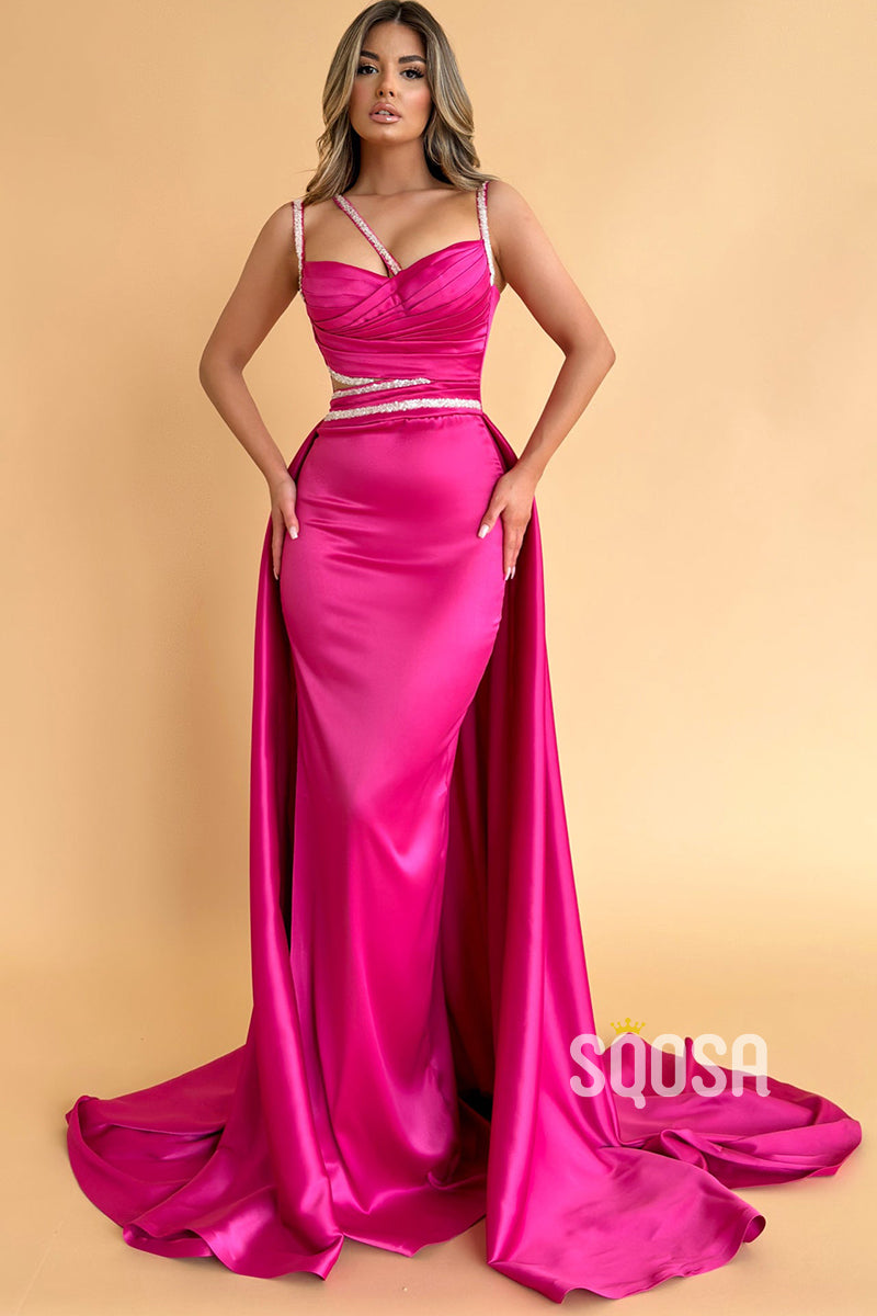 Chic A-Line Sweetheart Spaghetti Straps Beaded Pink Long Prom Dress QP SQOSA Chic A-Line Sweetheart Spaghetti Straps Beaded Pink Long Prom Dress QP SQOSA