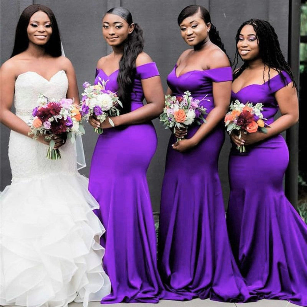 Off Shoulder Purple Mermaid Long Bridesmaid Dress QB3100 US4 / As Pic Off Shoulder Purple Mermaid Long Bridesmaid Dress QB3100 US4 / As Pic