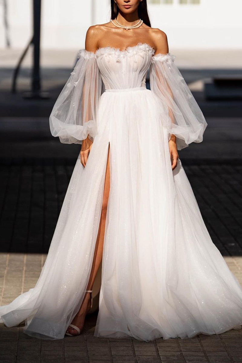 A Line Sweetheart Hall Casual Wedding Dress with Sleeves Appliques Bri SQOSA A Line Sweetheart Hall Casual Wedding Dress with Sleeves Appliques Bri SQOSA