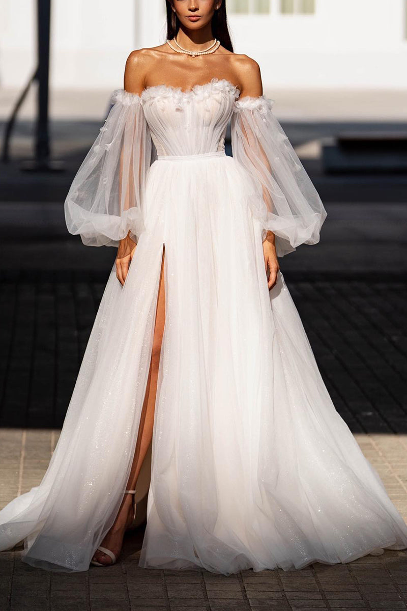 A Line Sweetheart Hall Casual Wedding Dress with Sleeves Appliques Rustic Bridal Gowns QW2611 Custom Size / Custom Color A Line Sweetheart Hall Casual Wedding Dress with Sleeves Appliques Rustic Bridal Gowns QW2611 Custom Size / Custom Color