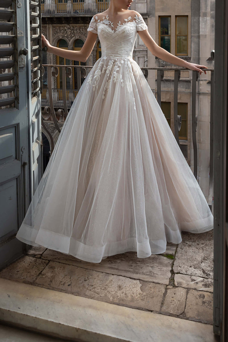 illusion neckline short wedding dress Short Wedding Dresses Illusion Neckline 3/4 Length Sleeves Sheath Short Bridal Dresses