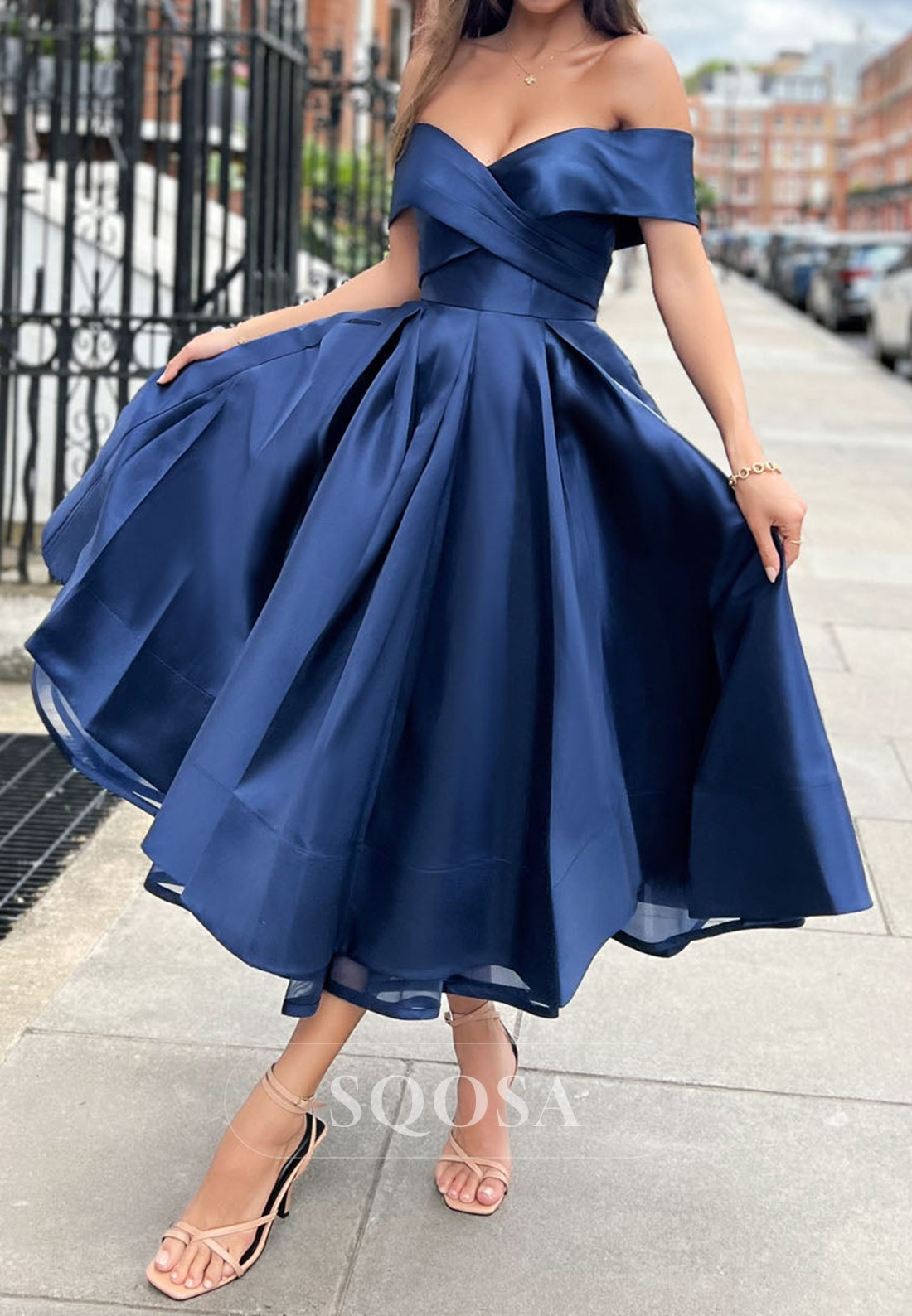 Satin A-Line Off-Shoulder Empire Party Prom Evening Dress QP3550 SQOSA Satin A-Line Off-Shoulder Empire Party Prom Evening Dress QP3550 SQOSA