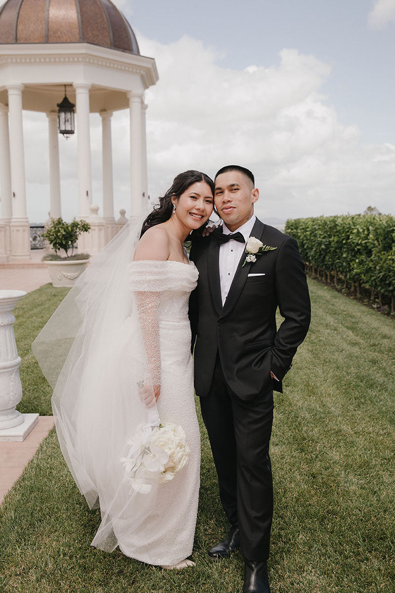 Sheath/Column Off Shoulder Long Sleeves Rustic Wedding Dress QW2574