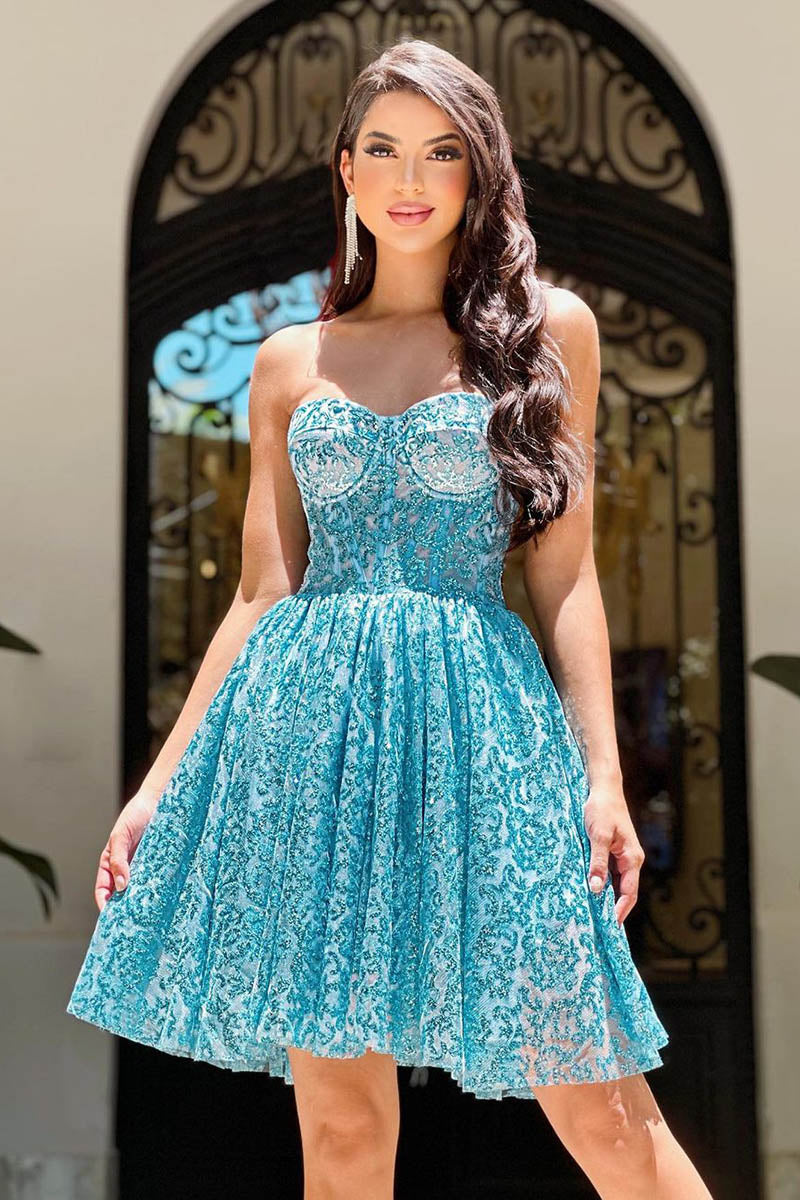 A Line Sweetheart Tulle Short Homecoming Dress Glitter Party Gown QH2484 US6 / As Pic A Line Sweetheart Tulle Short Homecoming Dress Glitter Party Gown QH2484 US6 / As Pic