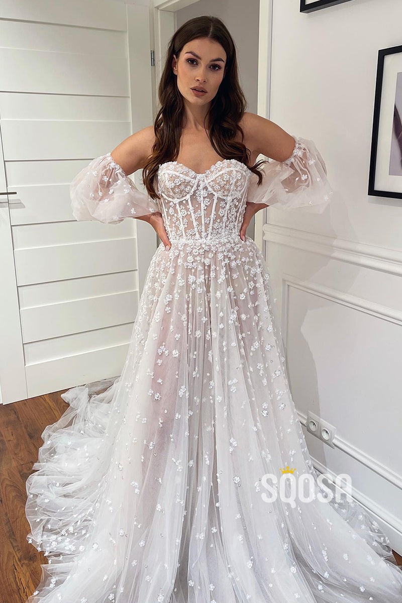 A-line Sweetheart Allover Lace Wedding Dress Bridal Gown QW0912 A-line Sweetheart Allover Lace Wedding Dress Bridal Gown QW0912