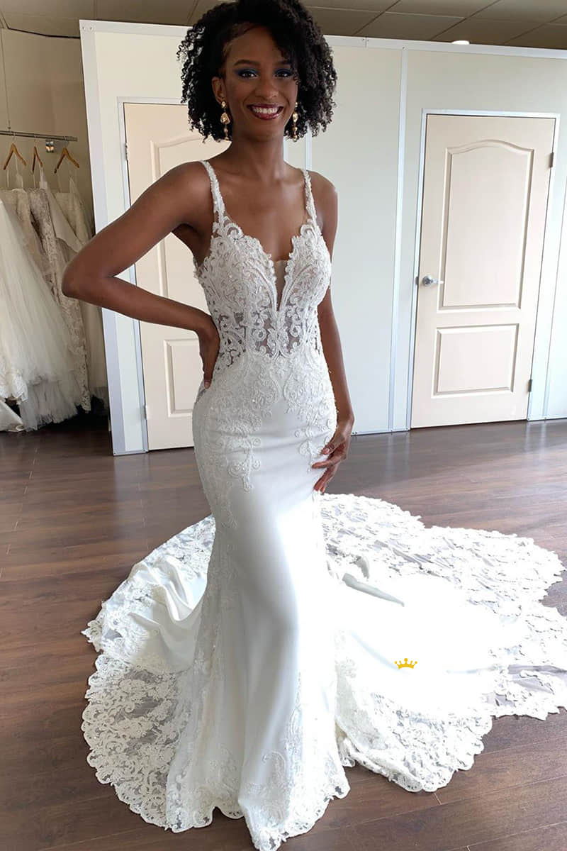 Mermaid/Trumpet Wedding Dress Chic Lace Appliques Rustic Wedding