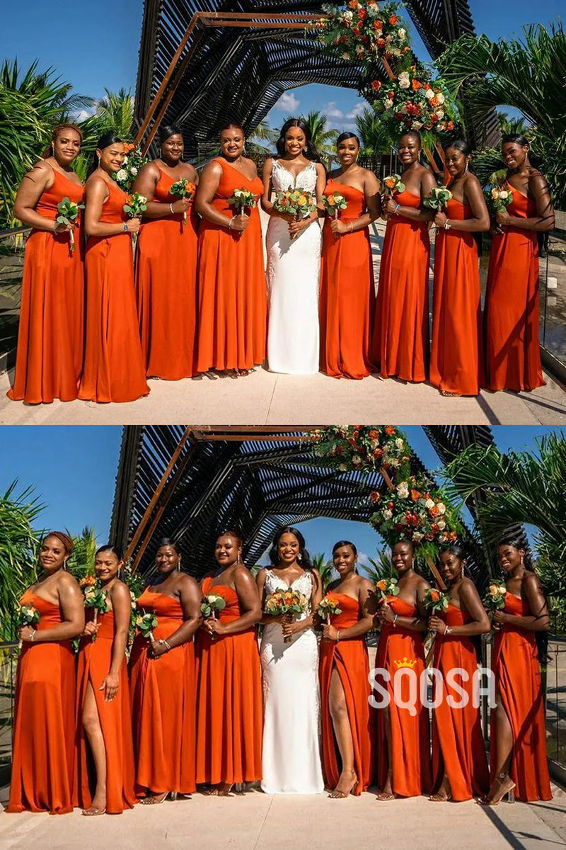 One Shoulder V-Neck Chiffon Long Bridesmaid Dress for Black Girls QB3046 US10 / Custom Color One Shoulder V-Neck Chiffon Long Bridesmaid Dress for Black Girls QB3046 US10 / Custom Color