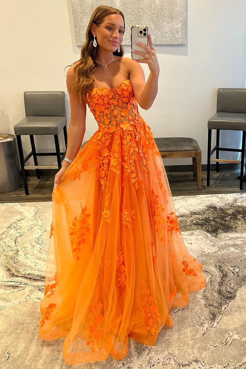 A-Line Strapless Lace Appliques Senior Prom Dress QP1283 US2 / Custom Color A-Line Strapless Lace Appliques Senior Prom Dress QP1283 US2 / Custom Color