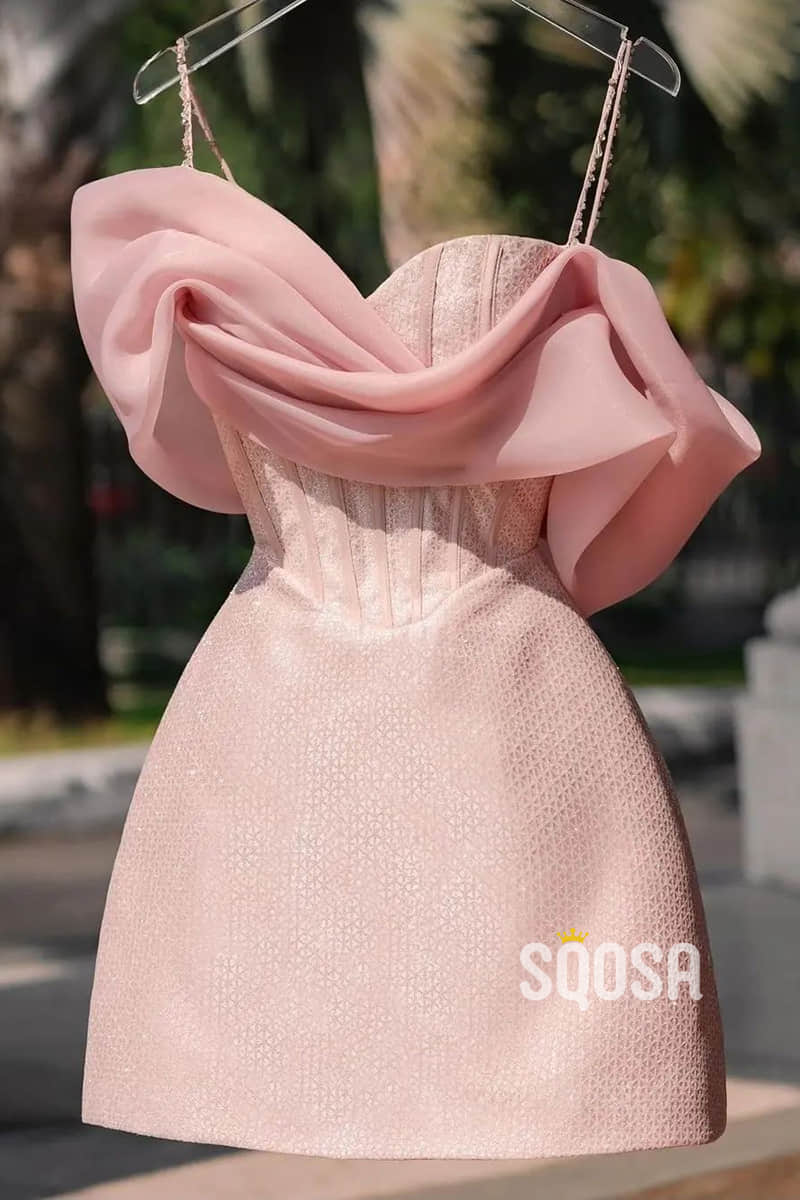 Spaghetti Straps Beads Pink Cute Homecoming Dress QS2293 US4 / Custom Color Spaghetti Straps Beads Pink Cute Homecoming Dress QS2293 US4 / Custom Color