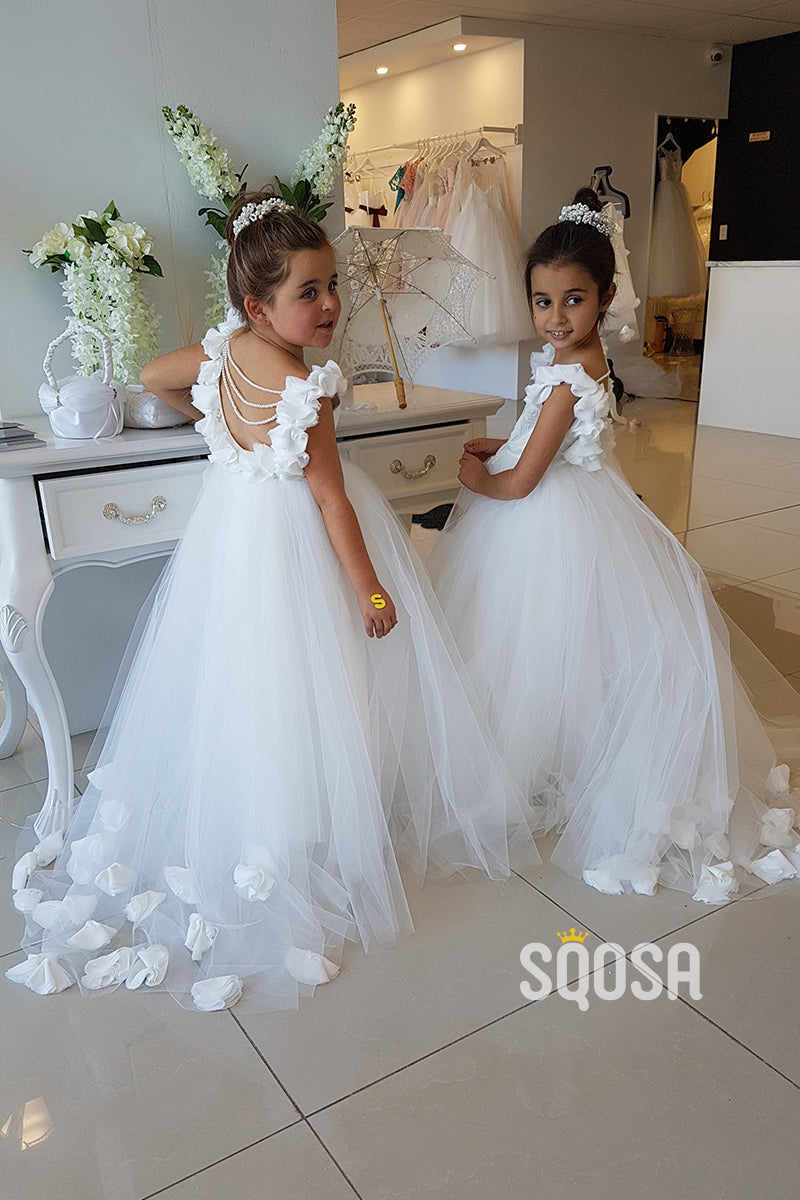 A-Line Scoop 3D Flower Ivory Flower Girl Dress First Communion Dress QF1029 US14 / As Pic A-Line Scoop 3D Flower Ivory Flower Girl Dress First Communion Dress QF1029 US14 / As Pic