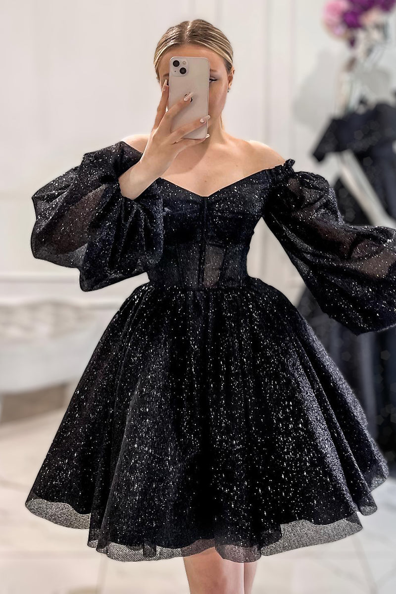A-line Off Shoulder Long Sleeves Vintage Homecoming Dress QP0852 US6 / As Picture A-line Off Shoulder Long Sleeves Vintage Homecoming Dress QP0852 US6 / As Picture