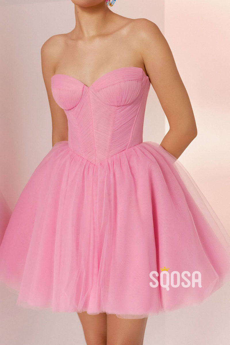 Casual Tulle A-Line Sweetheart Strapless Party/Homecoming Dress QS2535