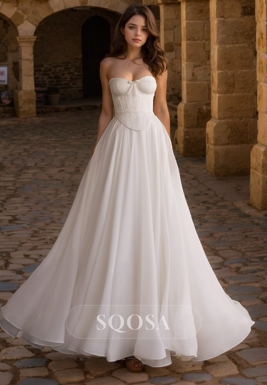 A Line Sweetheart Elegant Wedding Dress with Pockets Bridal Gown
