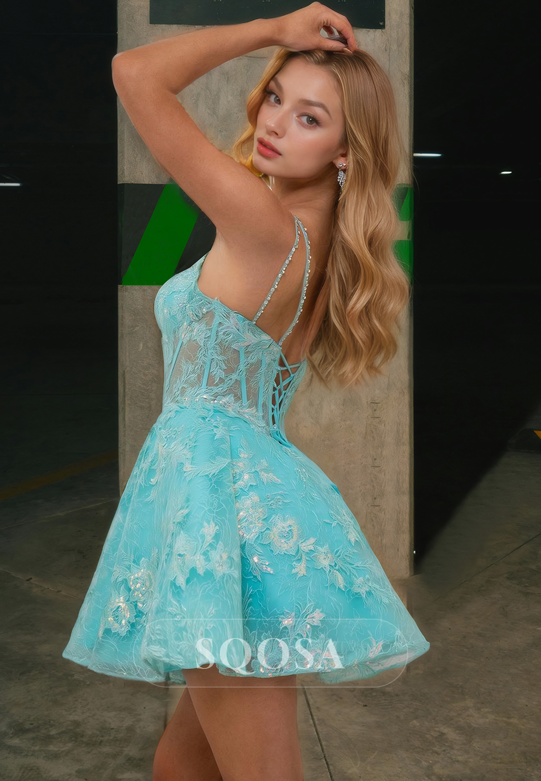 A Line V Neck Lace Appliques Blue Homecoming Dress 2024 Short Prom Dress A Line V Neck Lace Appliques Blue Homecoming Dress 2024 Short Prom Dress