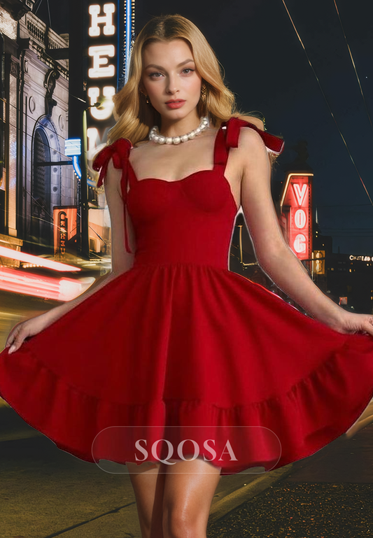 A line Sweetheart Red Homecoming Dress Short Prom Dress