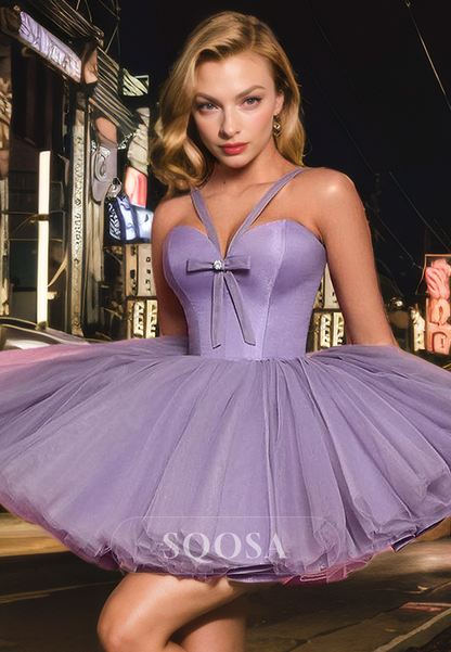 A line Halter Tulle Cute Homecoming Dress Short Graduation Dress