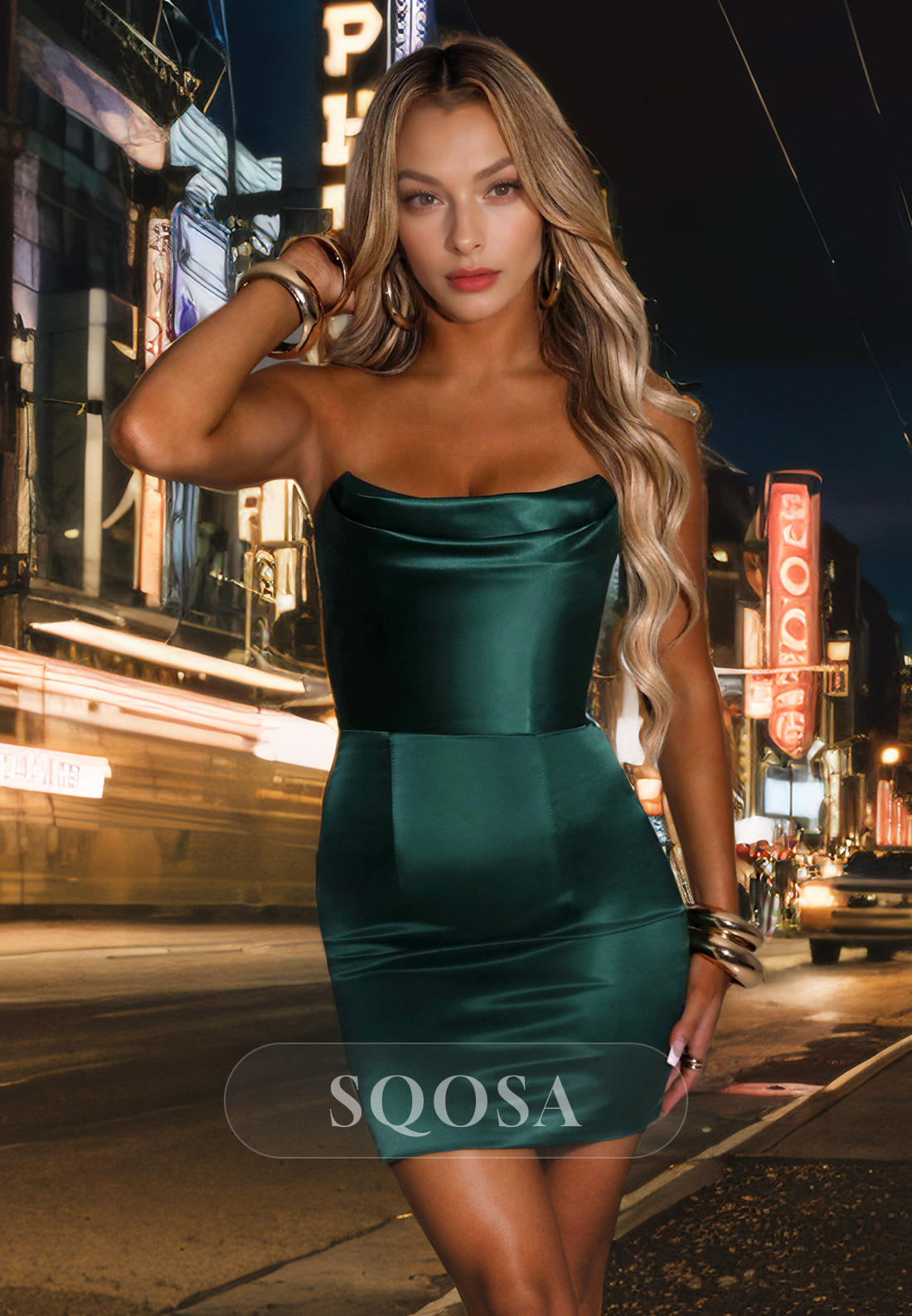 Sheath Strapless Satin Simple Homecoming Dress Tight Short Graduation Dress Custom Size / Dark Green Sheath Strapless Satin Simple Homecoming Dress Tight Short Graduation Dress Custom Size / Dark Green