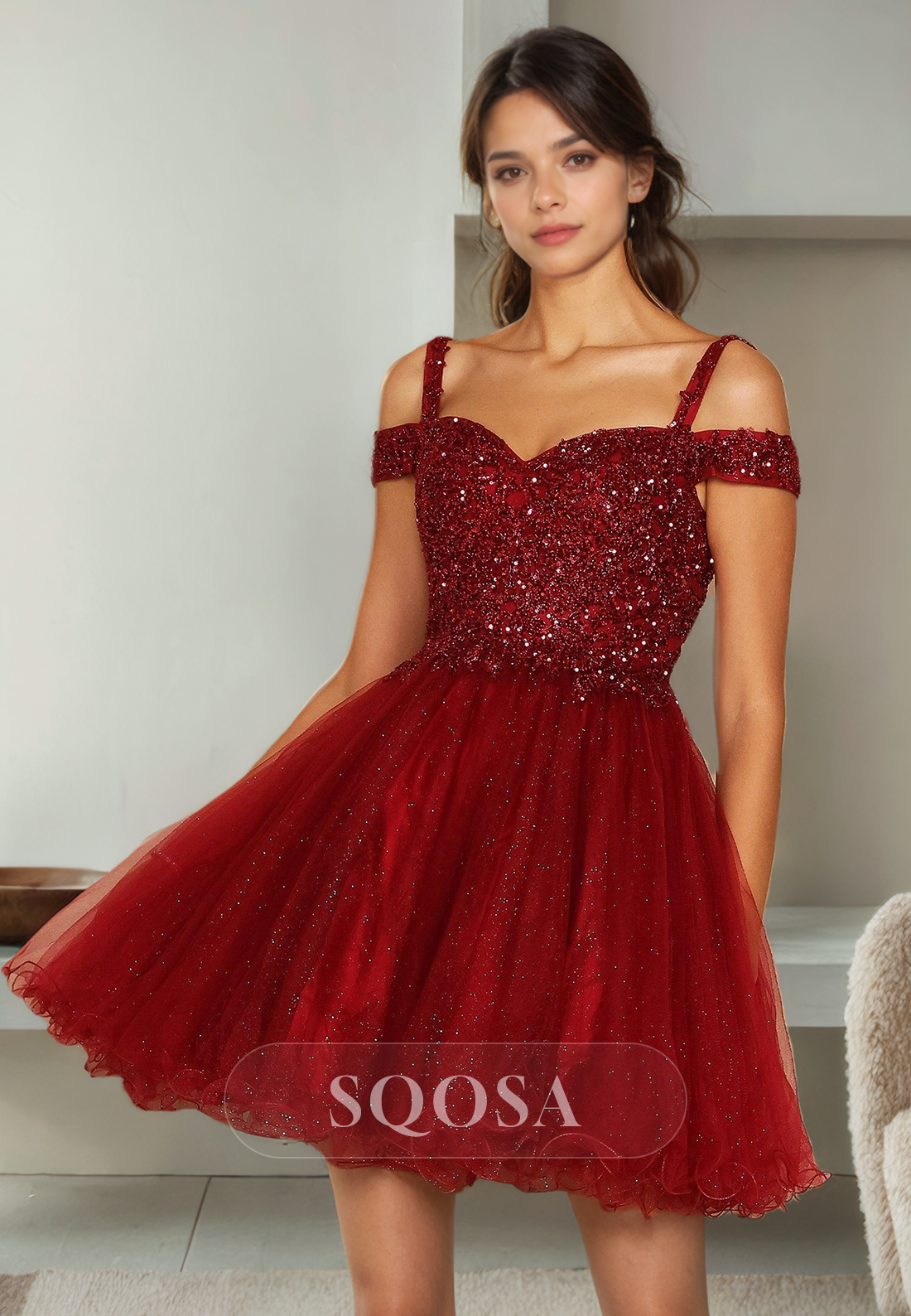 A Line Sweetheart Bead Appliques Burgundy Homecoming Dress Short Gradu SQOSA A Line Sweetheart Bead Appliques Burgundy Homecoming Dress Short Gradu SQOSA