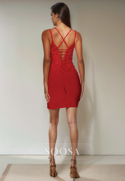 Spaghetti Straps Appliques Red Homecoming Dress 2024 Short Graduation Dress US4 / Custom Color Spaghetti Straps Appliques Red Homecoming Dress 2024 Short Graduation Dress US4 / Custom Color