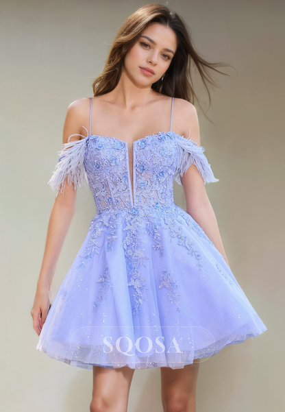 5th Grade Blue Graduation Dresses Spaghetti Straps Tulle Appliques Cute Homecoming Dress Short Prom Graduation Dress 5th Grade Blue Graduation Dresses Spaghetti Straps Tulle Appliques Cute Homecoming Dress Short Prom Graduation Dress